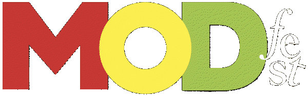 A graphic with colored letters that spell MODfest
